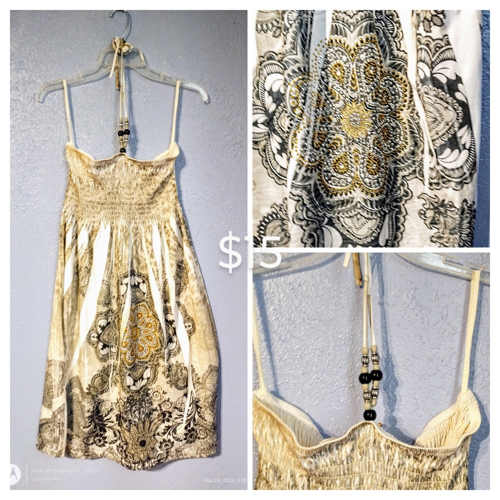 Elegant Cream and Gold Women's Dress
